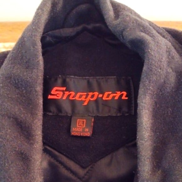 SNAP-ON 75th Anniv. Men's XL Black Wool & Leather Vintage Jacket ~ (1995) ~ EVC - Picture 8 of 14